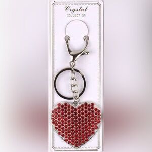 Silver-tone Red Bling Heart Key Chain/Handbag Accessory